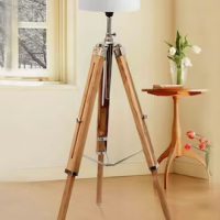 Shiny Finish Teak Wood Tripod Floor LAMP Stand by Axis Crafts