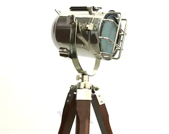 Marconi Spotlight Ii - Tripod Floor Lamp, Nautical Searchlight, Spotlight and Signal Lamp, Antique Replica, Marine Decor