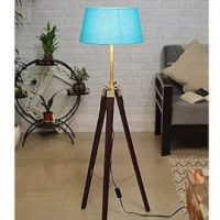 Royal Marine Lamp Huge Tripod Floor Lamp Antique Brass with Wooden Base (Shade Not Included)