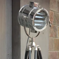 Decorative Nickel Searchlight Tripod Floor Lamp Home Decor Set of 2