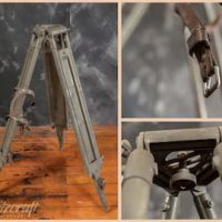 Vintage Handloom Natural Wooden Brass Finish Tripod Floor Lamp Stand by