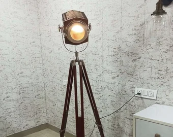 1940's US Marine Designer Lamp Stand with Shade Axis Crafts 68 Floor Lamp