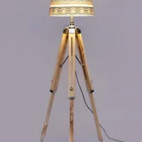 Tripod Adjustable Floor Lamp and Table Lamp with Wooden Stand（Lamp Set）Axis Crafts