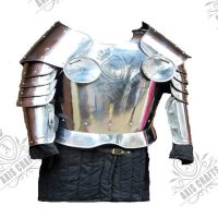 Axiscraft Suit of Armor Warrior Knight Armour Costume Arm Guard Leg Greaves Breastplate Metal Armor Custom Size Silver