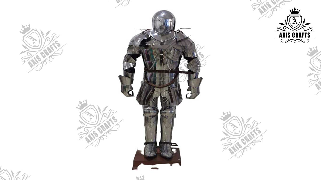 Axiscraft Spanish Knight Full Suit of Medieval Armor Wearable Halloween Costume Silver