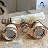 Axiscraft  Brass Leather Binocular - Antique Style with Beautiful Embossed Case