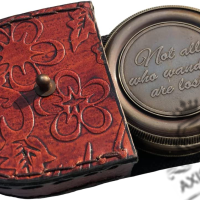 Axiscraft Brass Compass Engraved Pocket Compass
